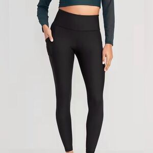 Old navy High-Waisted PowerSoft Full-Length Leggings maroon and tan SZ- 3X